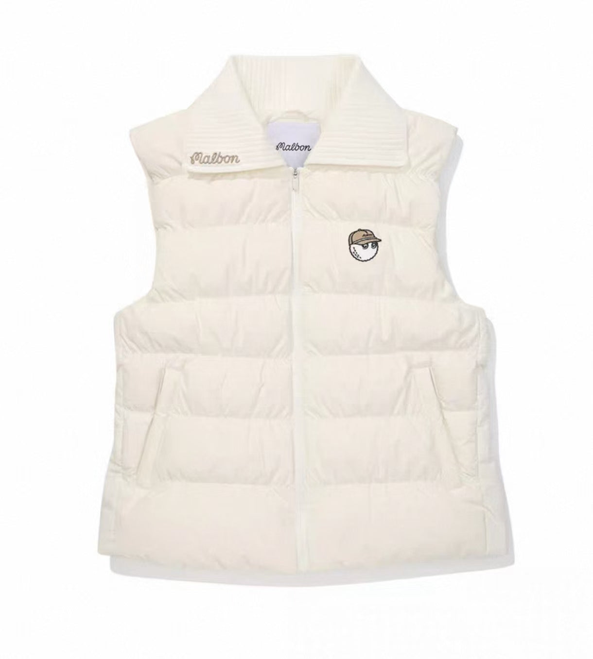 Malbon Golf Women’s Knit 襟 Insulated Down Vest ホワイト 正面画像