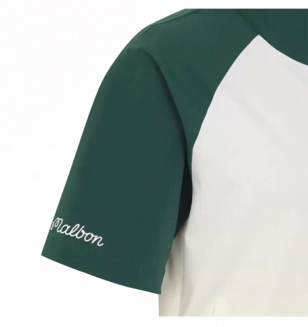 Malbon Golf Women’s Quick-Dry Stand 襟 スポーツトップ グリーン sleeve ロゴ ディテール