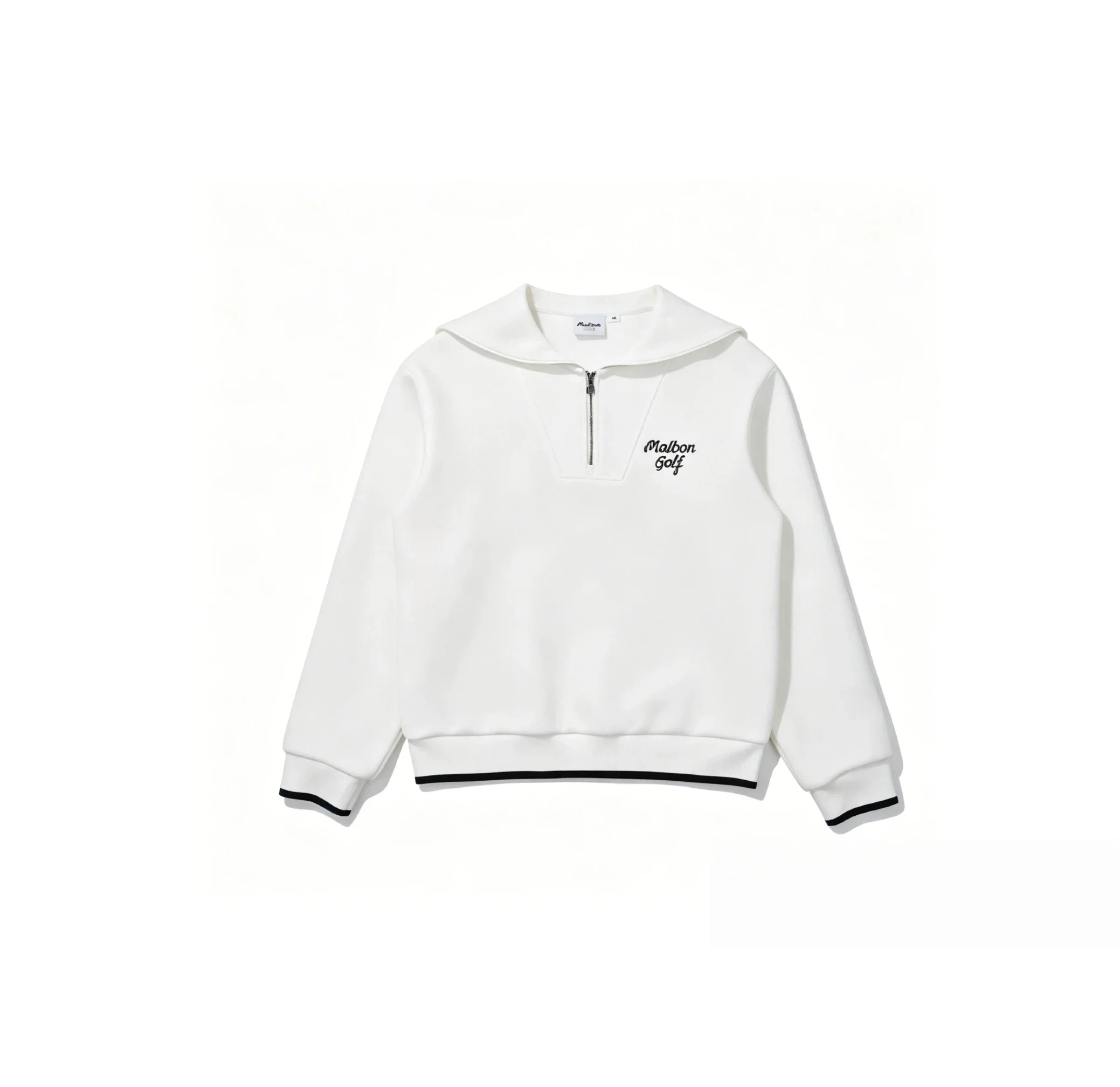 Malbon Women's Half Zip Sweatsuit Set - Embroidered Golf Outfit White front view