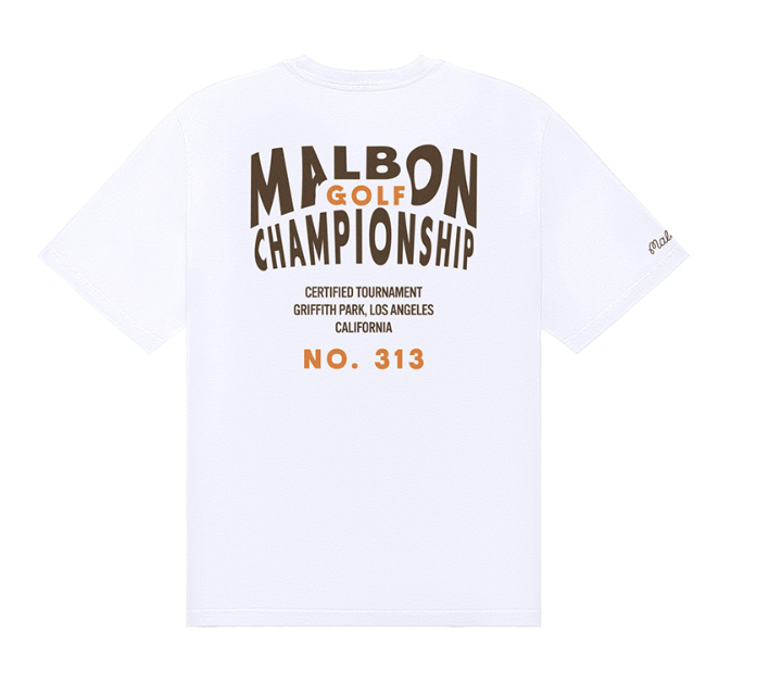 Malbon ユニセックス ネイビー ゴルフグラフィックTシャツ 背面