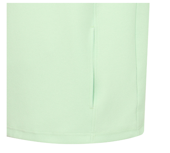 Malbon women's Loose Fit Quarter-Zip Casual Golf Shirt in Mint Green, fit detail