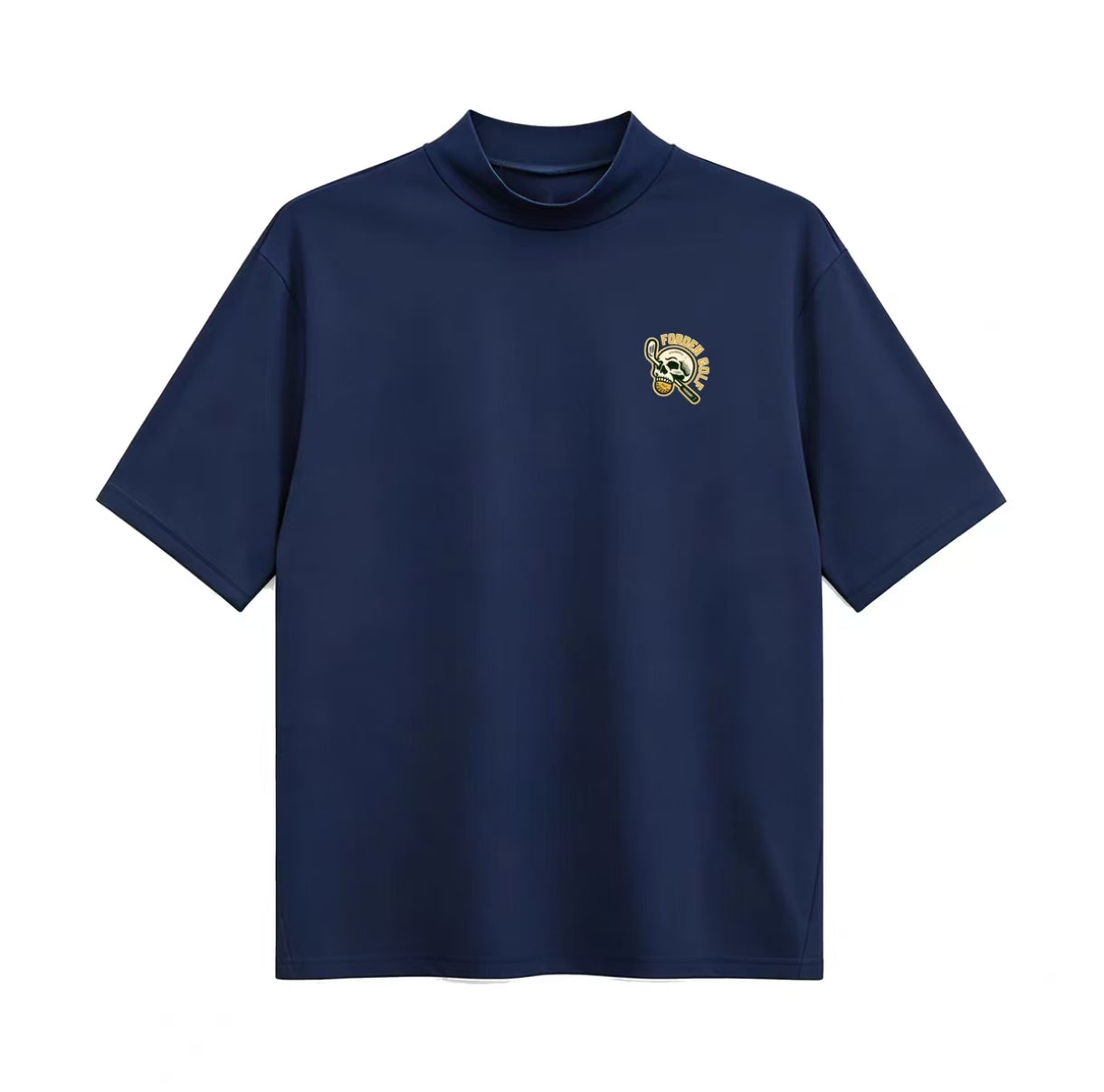 Forden Golf メンズ 接触冷感 速乾 スカル柄 モックネックシャツ（ネイビー）の商品画像