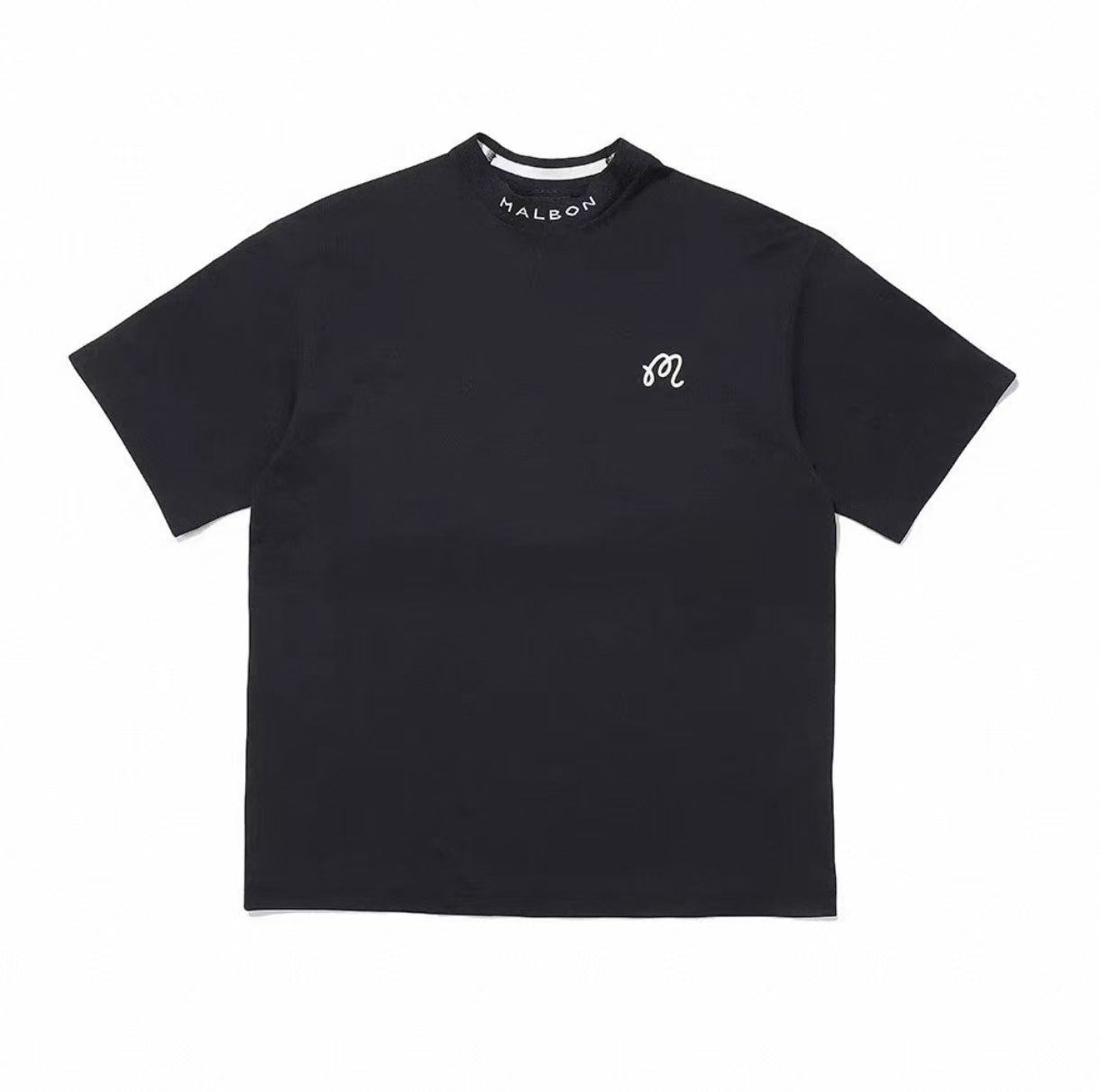 Malbon Golf メンズ リラックスフィット コットン クルーネック Tシャツ（ブラック） 正面