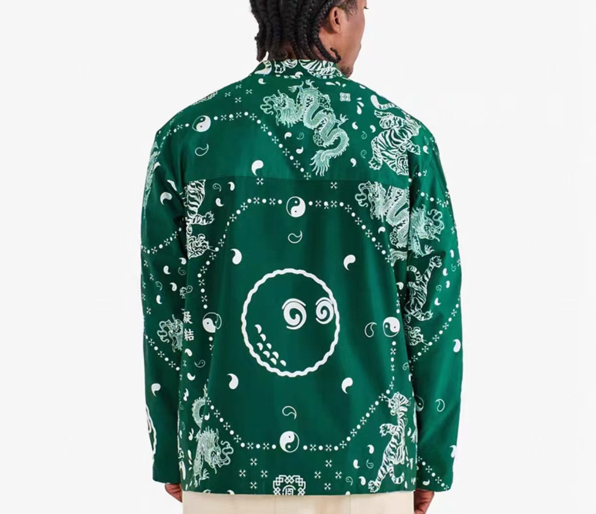 Malbon Golf Men’s Loose-Fit Eastern-Inspired Graphic Printed Jacket
