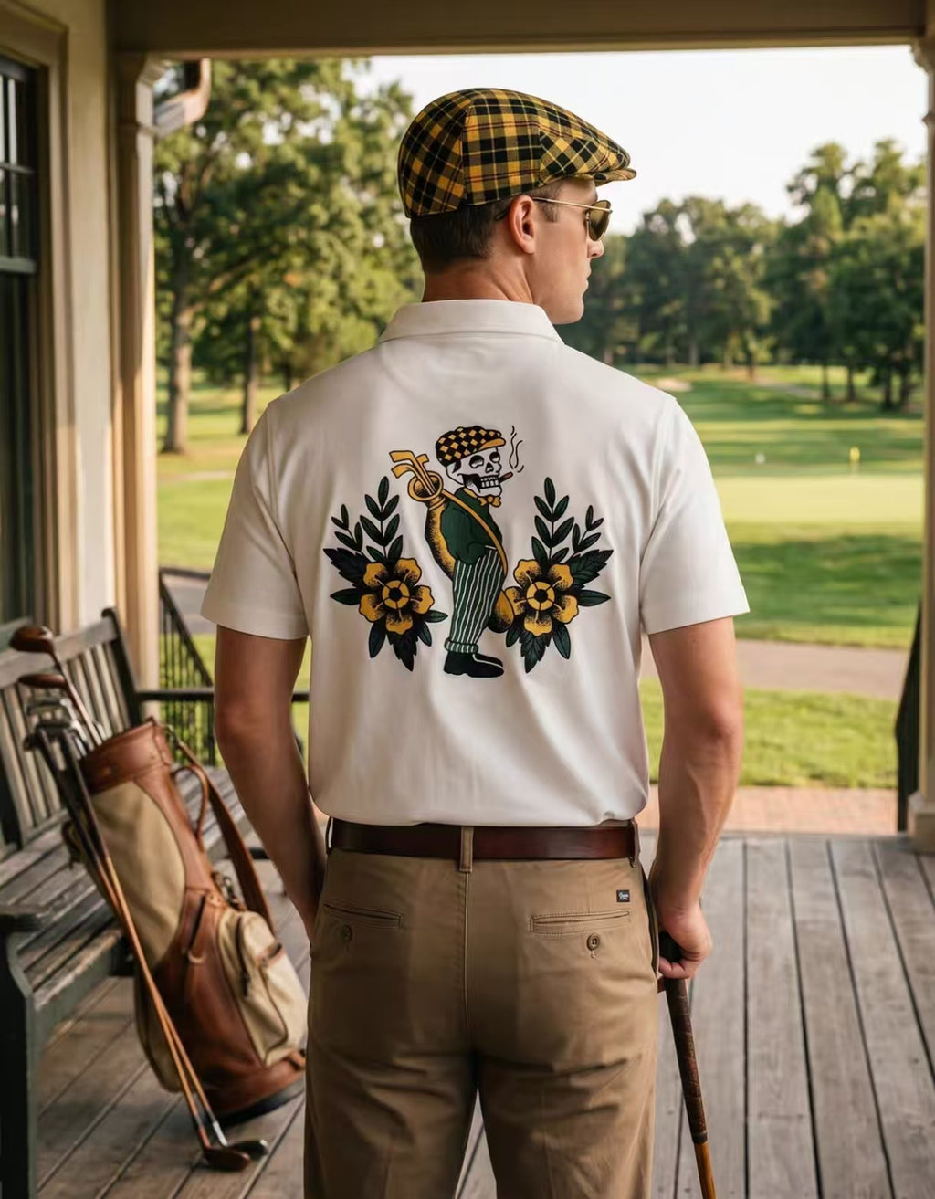 Devereux Golf メンズ ヴィンテージ 通気性 バックグラフィックポロ（ホワイト）の商品画像