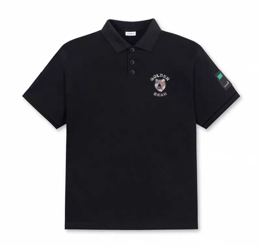 Golden Bear ユニセックス グラフィック カラー付き ゴルフポロ ブラック 商品正面