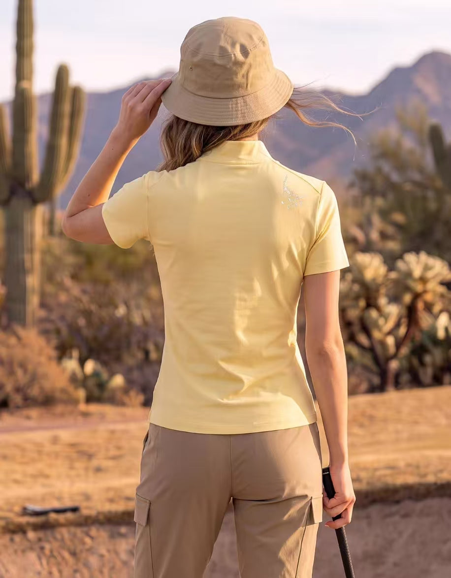 Devereux Golf レディース 軽量 速乾 モックネック ゴルフシャツ（イエロー）の商品画像