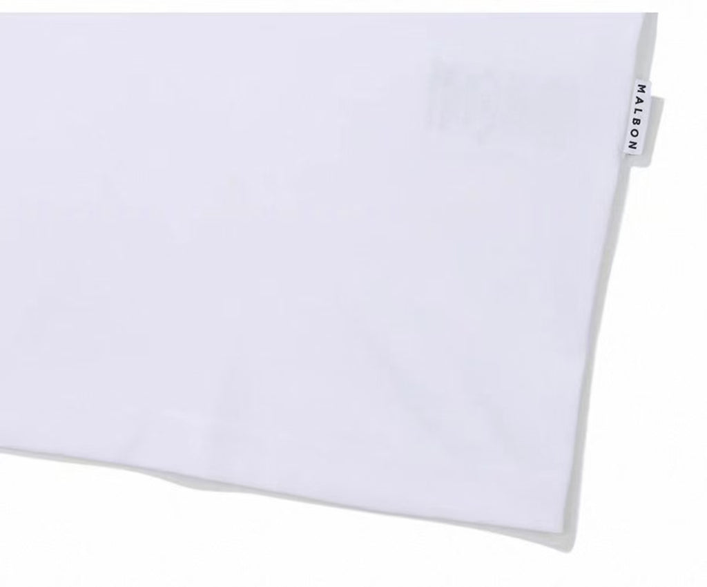 Malbon men's lightweight cooling quick-dry golf polo shirt in White, lifestyle back view