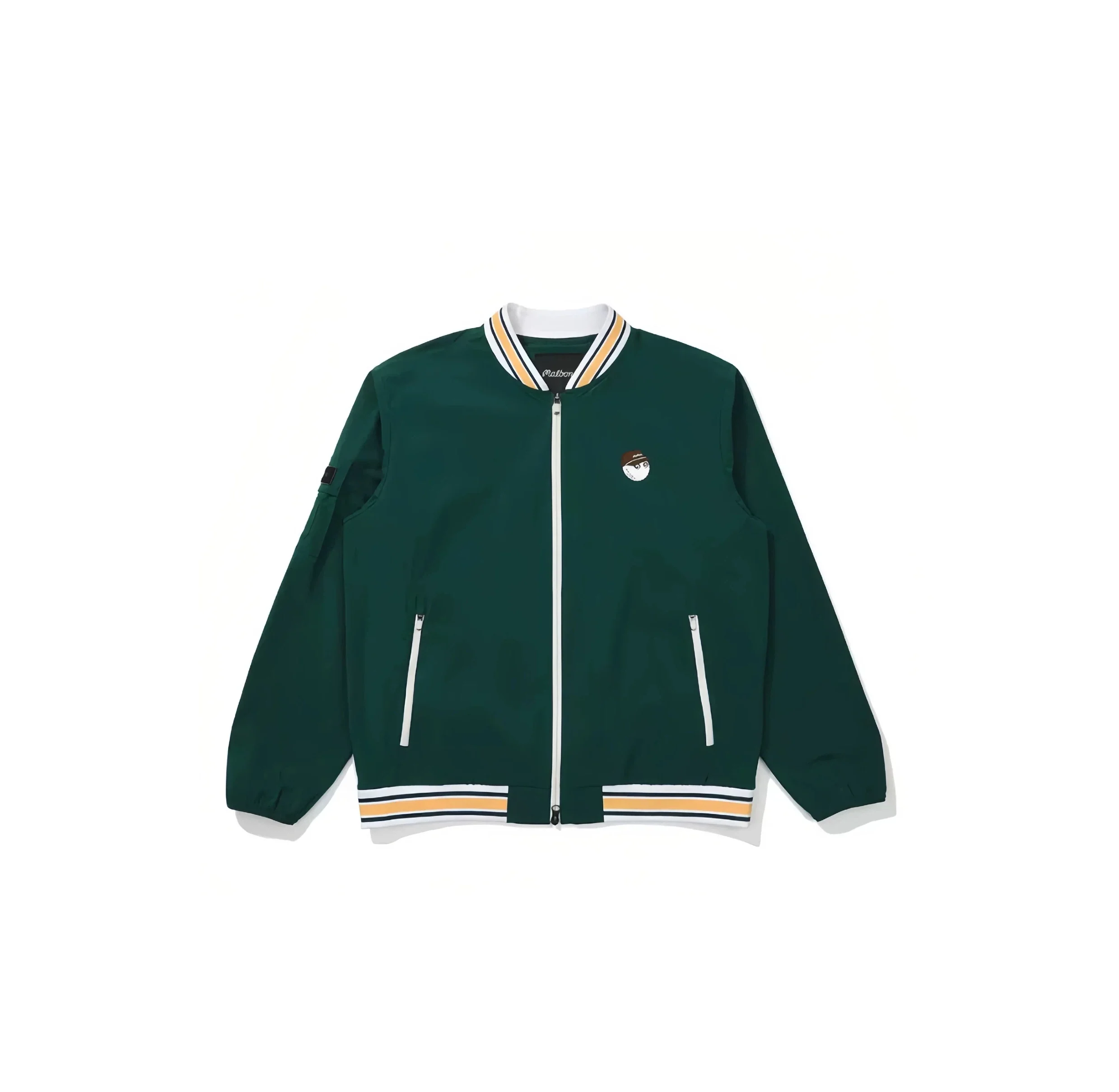 Malbon Men's Golf Zip Jacket - Breathable Sport Outerwear Green front view