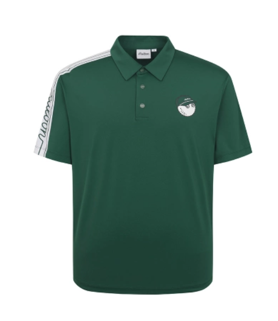 Malbon Golf メンズ 通気性 カジュアル アスレチック ゴルフポロシャツ（ブラック） ロゴと生地のディテール