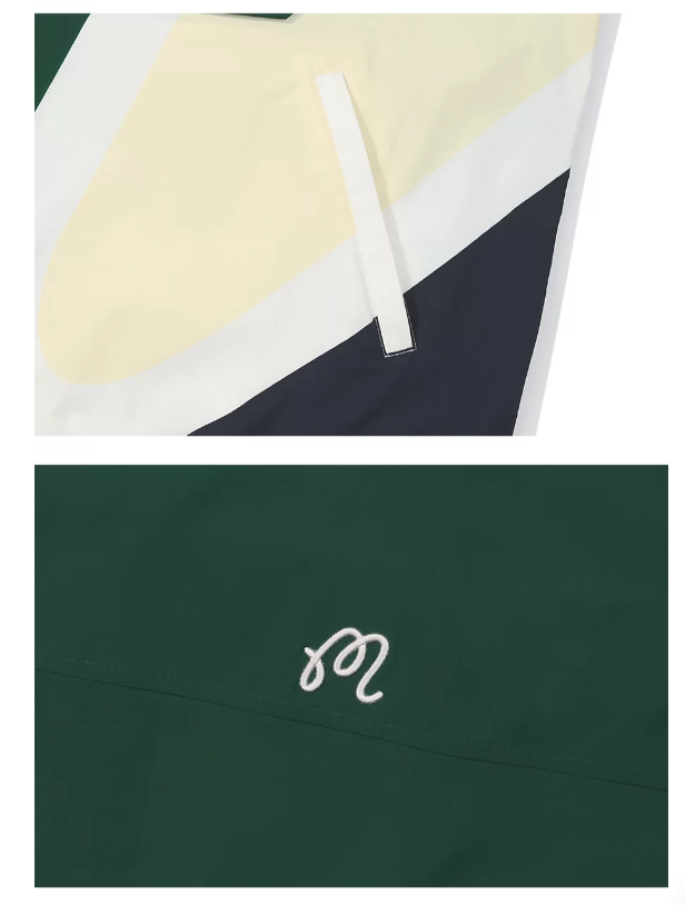 Malbon lightweight windproof golf jacket fabric and logo detail