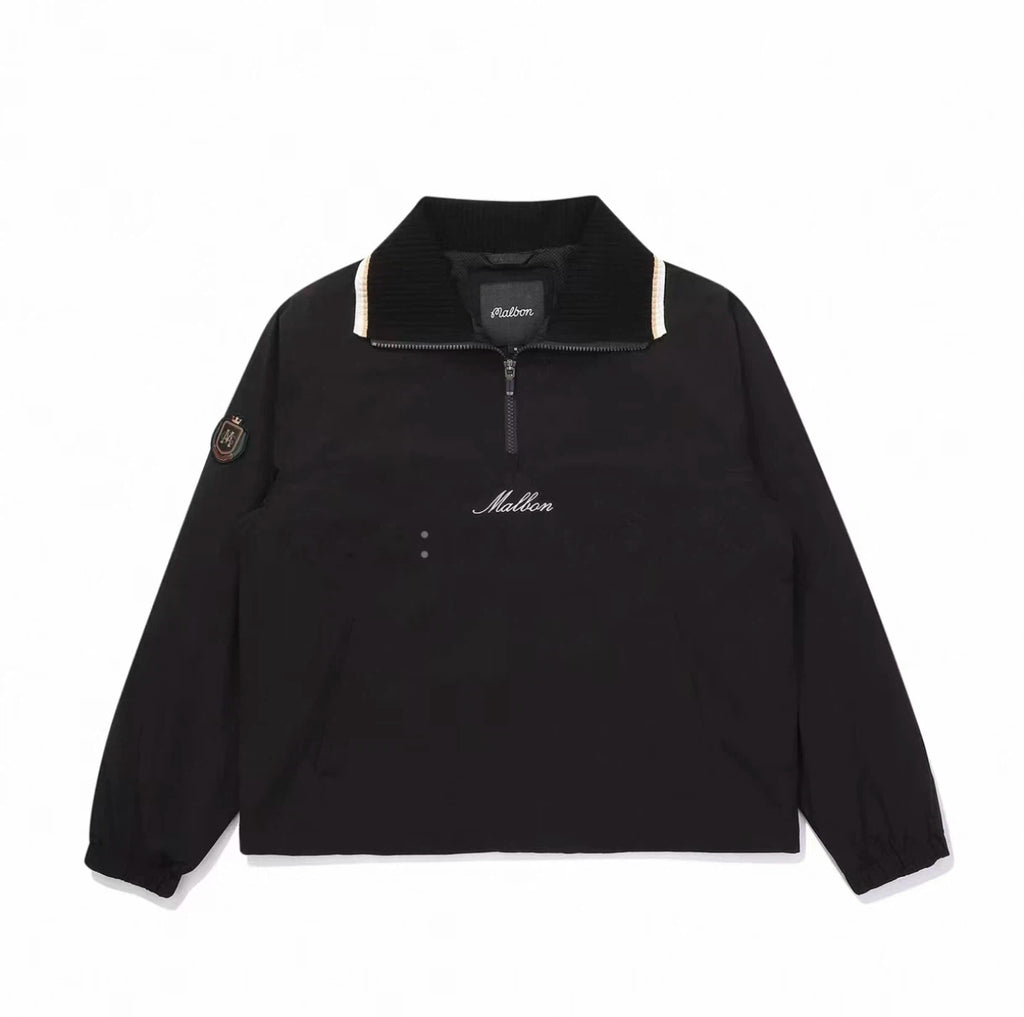 Malbon Golf Women’s Stand Collar Full-Zip Fleece Jacket black front view