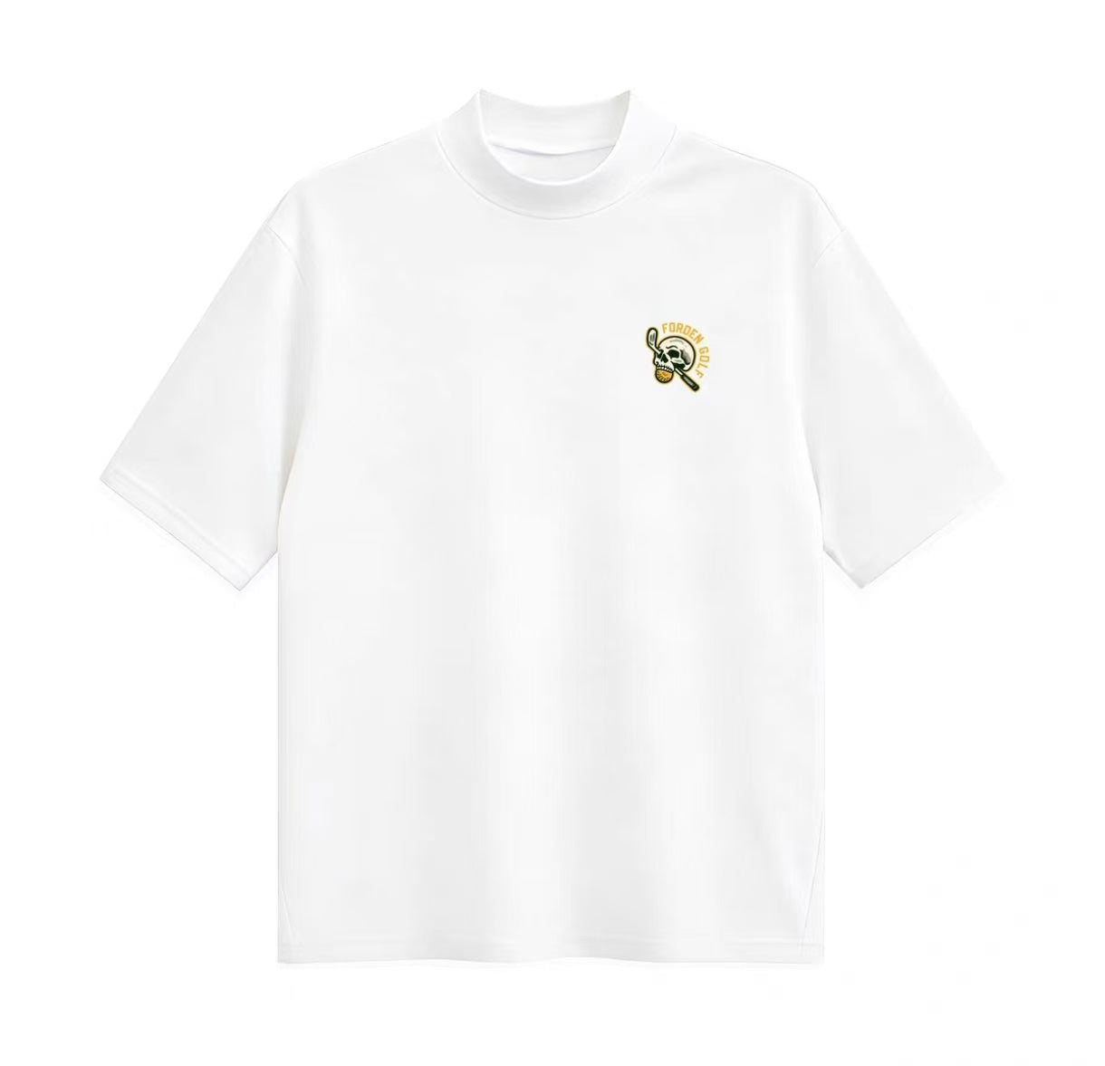 Forden Golf メンズ 接触冷感 速乾 スカル柄 モックネックシャツ（ホワイト）の商品画像