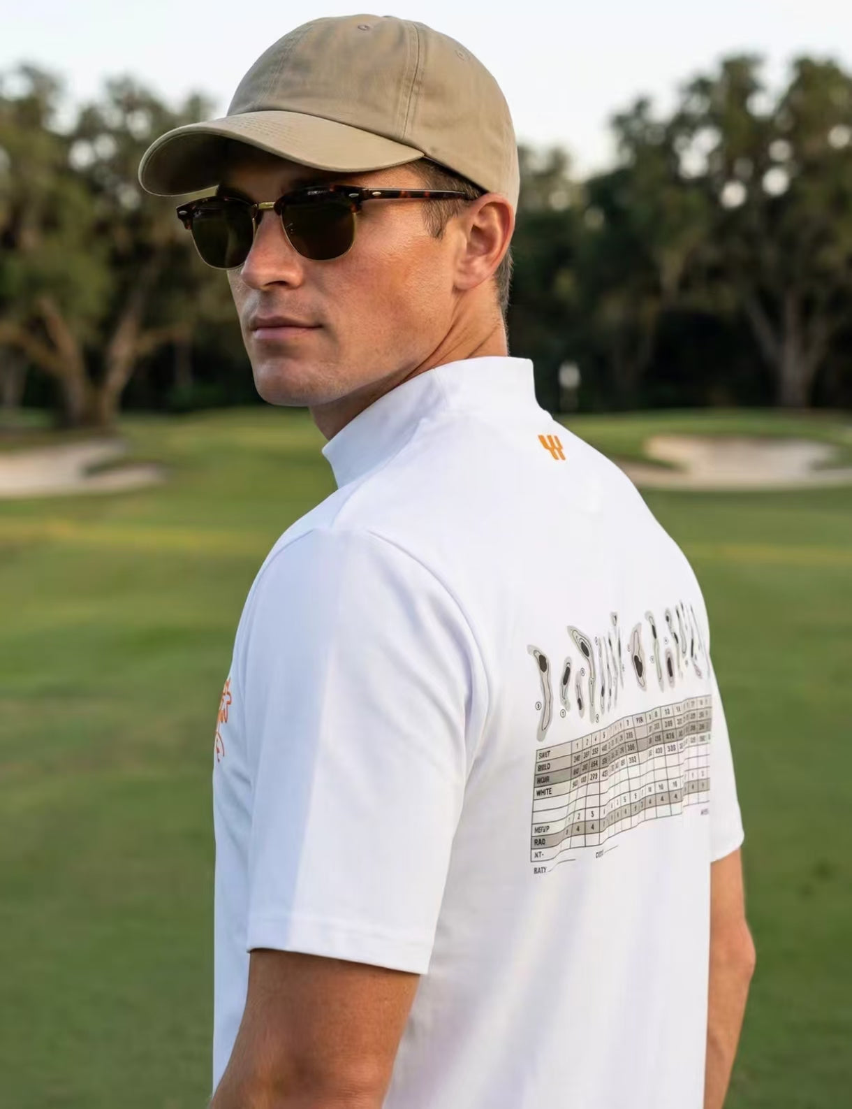 Devereux Golf Men’s Summer Mock Neck Scorecard Print Golf Shirt