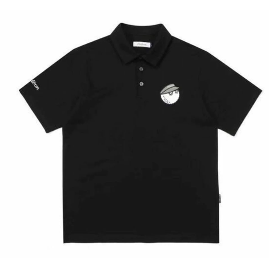Malbon Golf メンズ 通気性 速乾 ポロシャツ（ブラック） 正面