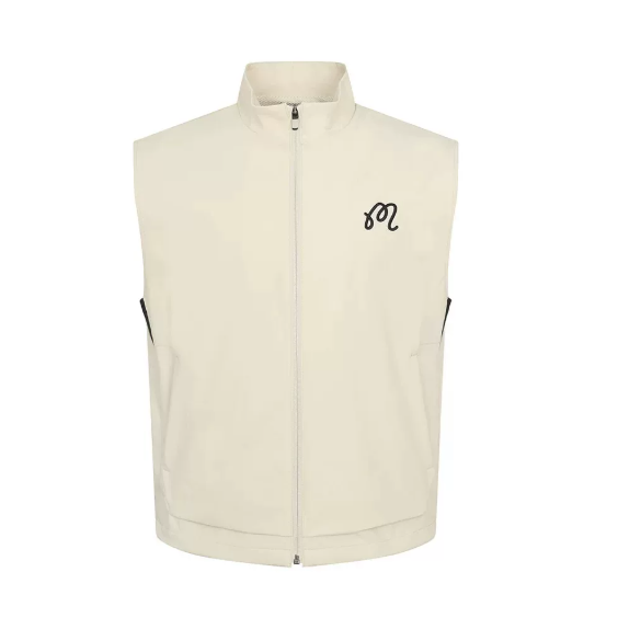 Malbon men's loose outdoor golf vest in beige front view