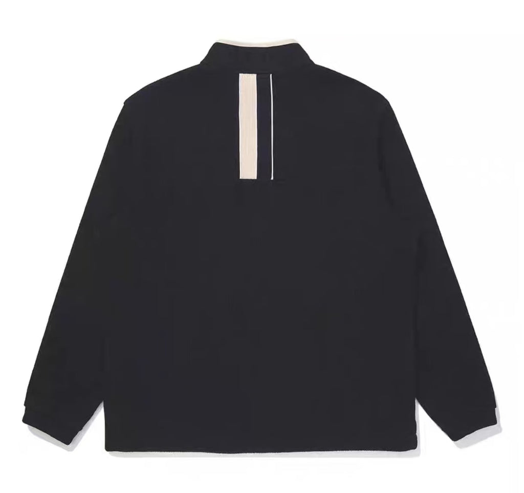 Malbon Grey Quarter Zip Pullover Black quarter zip golf pullover back view