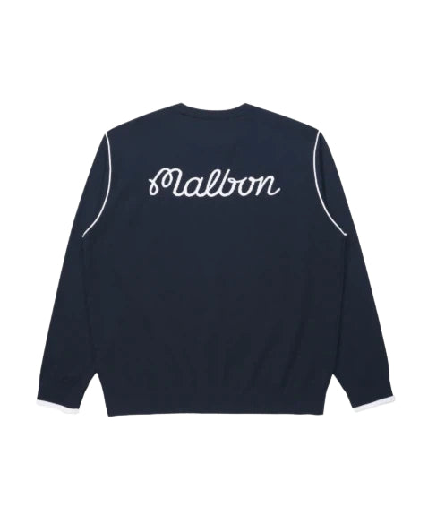 Malbon Studio Seoul Double-Knit Men's Pullover Navy golf apparel back view