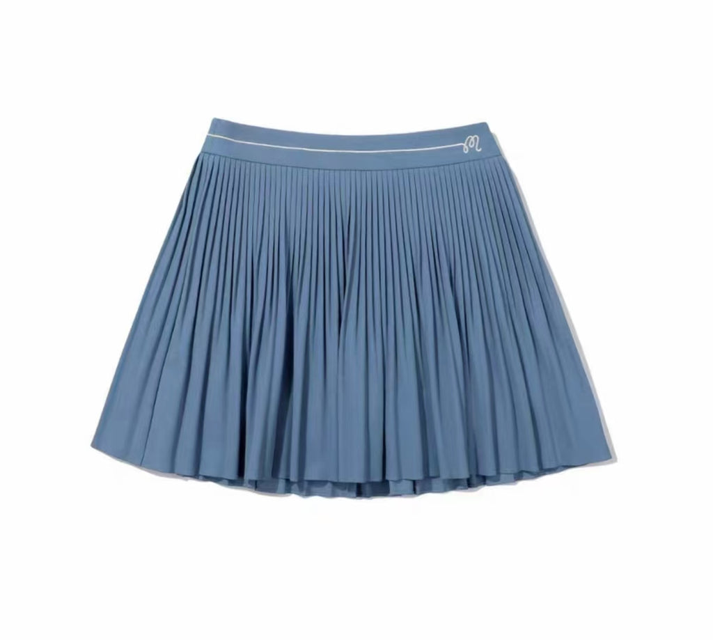 Blue Malbon women's solid pleated golf skort front view