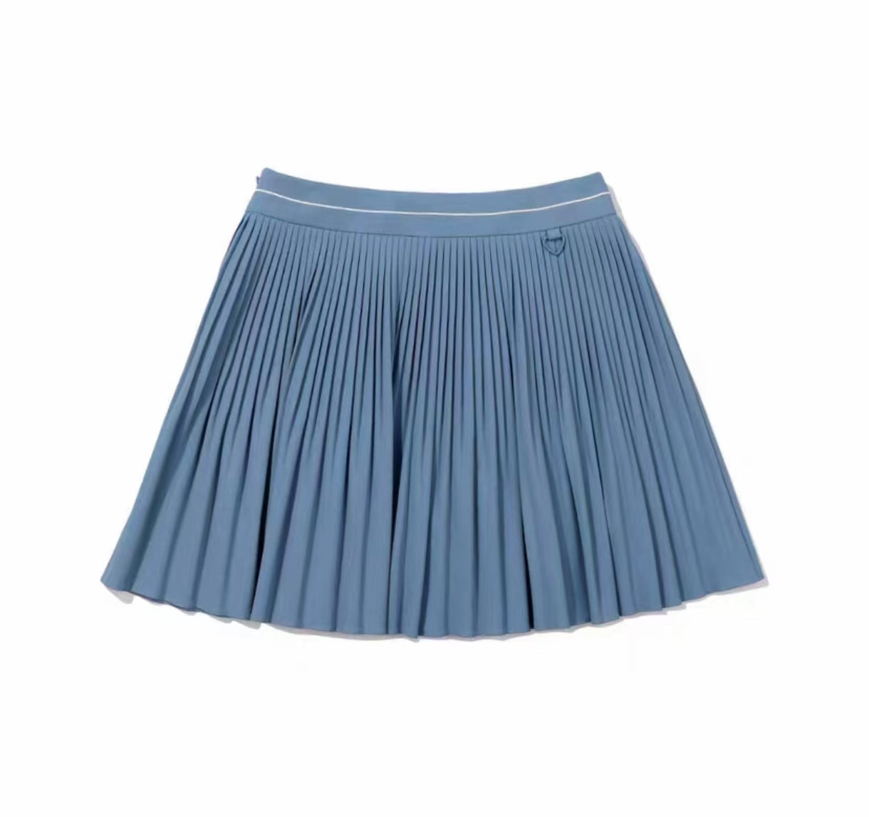 Back view of blue Malbon women's pleated golf skort