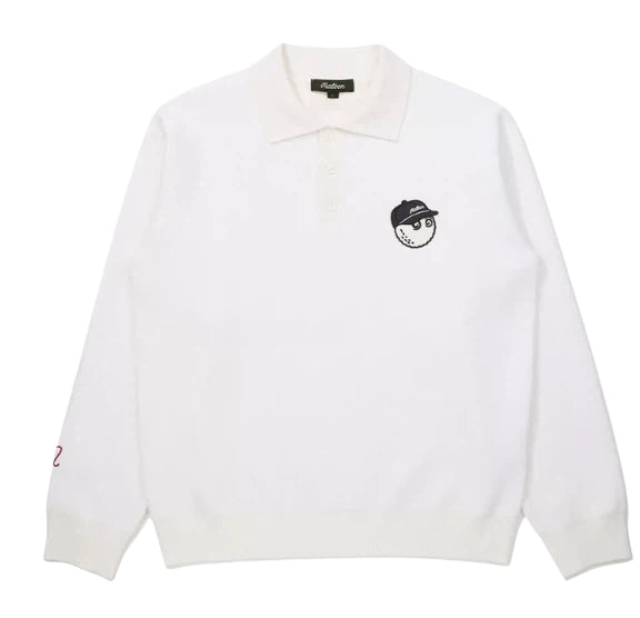 Malbon Studio Seoul Buckets Polo Sweater Cream golf apparel front view