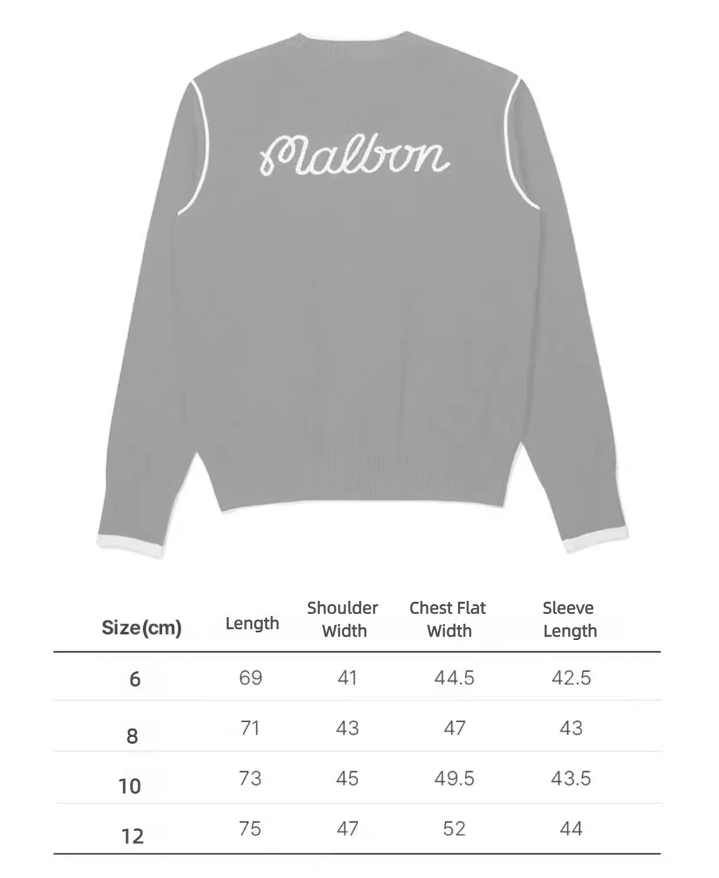 Malbon Studio Seoul Double-Knit Women's Pullover Grey size chart