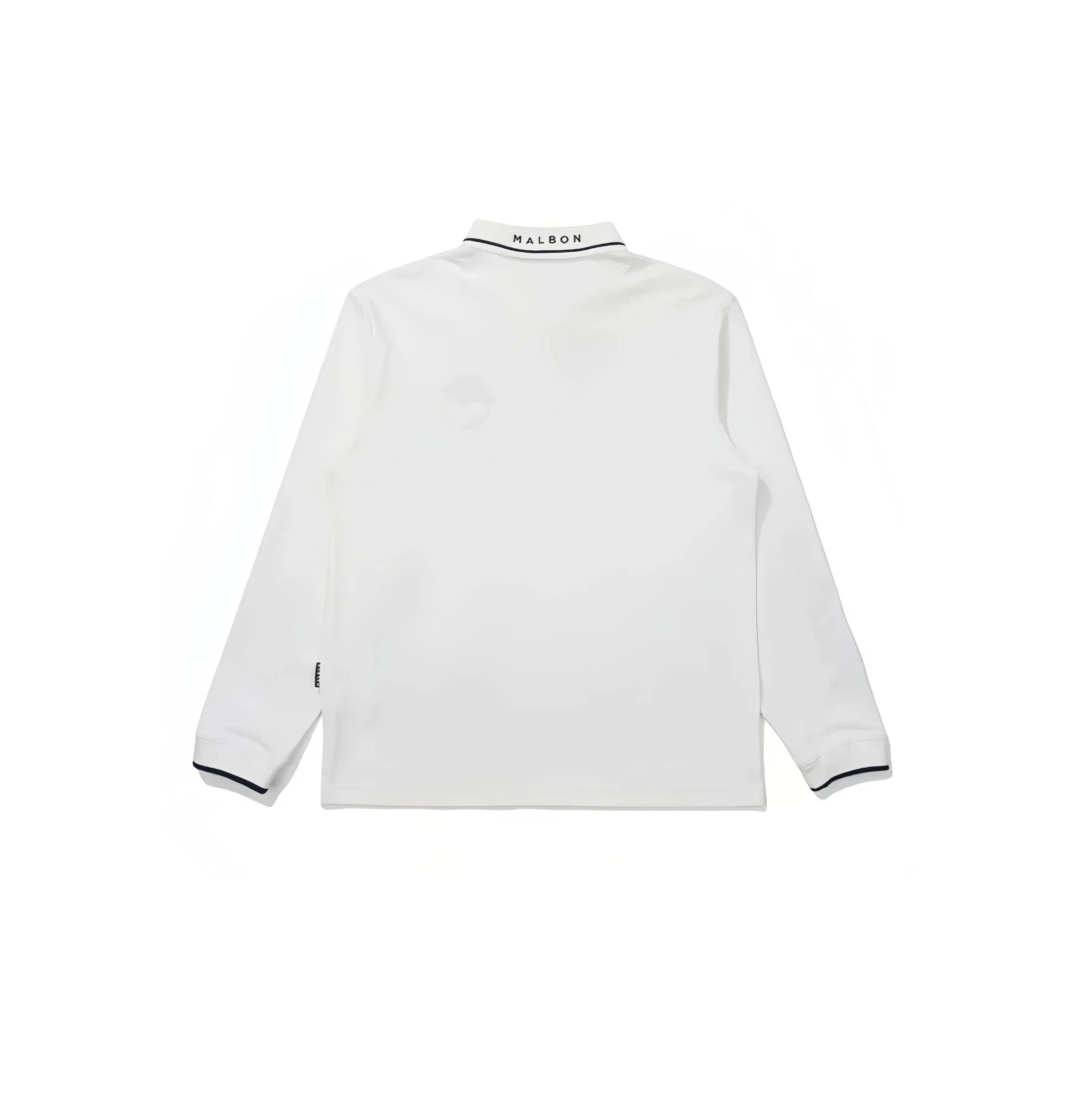 Malbon Men's Long-Sleeve Golf Polo Shirt White long sleeve golf polo back view