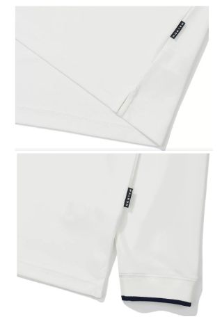 Malbon Men's Long-Sleeve Golf Polo Shirt White long sleeve golf polo detail view