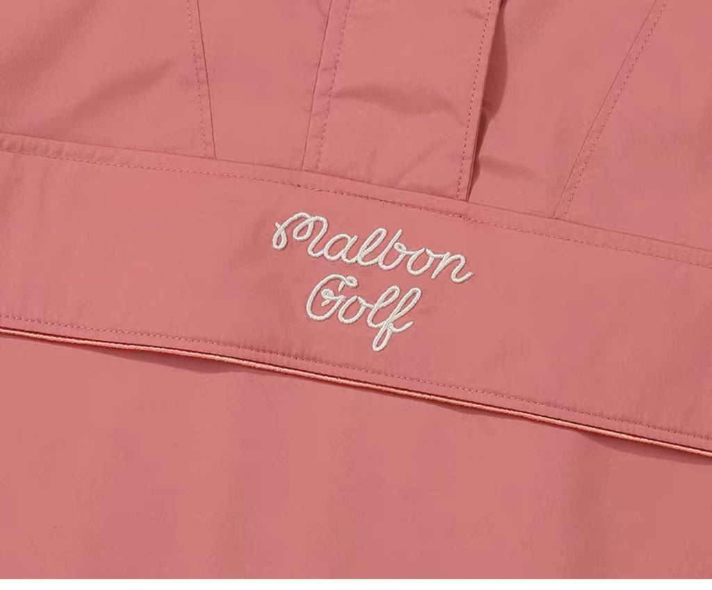 Pink Malbon quarter-zip golf jacket embroidered logo detail