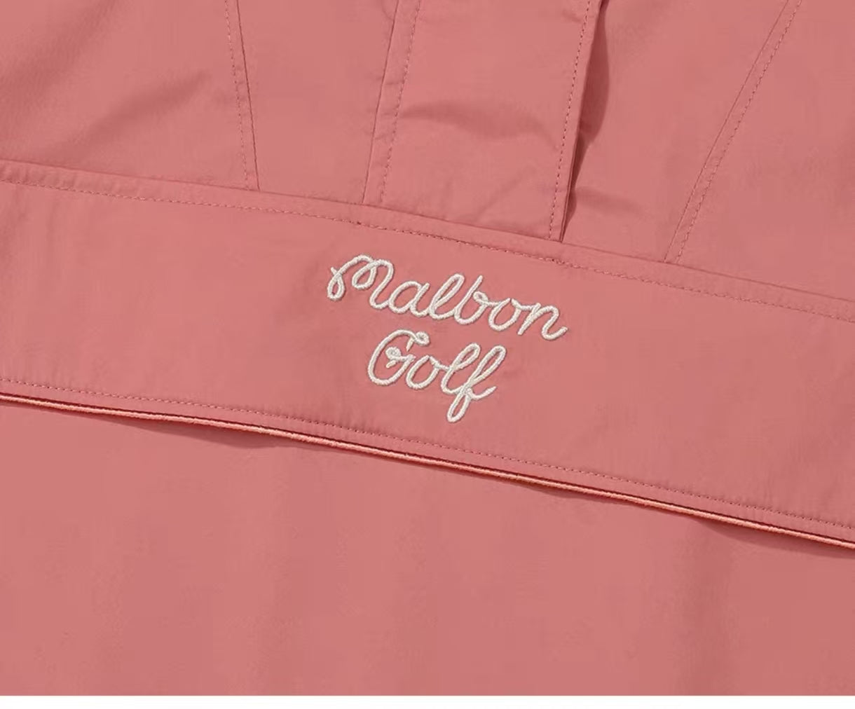 Pink Malbon quarter-zip golf jacket embroidered logo detail