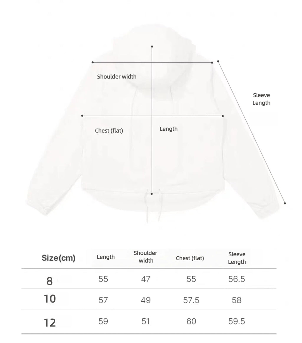 Size chart for pink Malbon women's quarter-zip hooded jacket