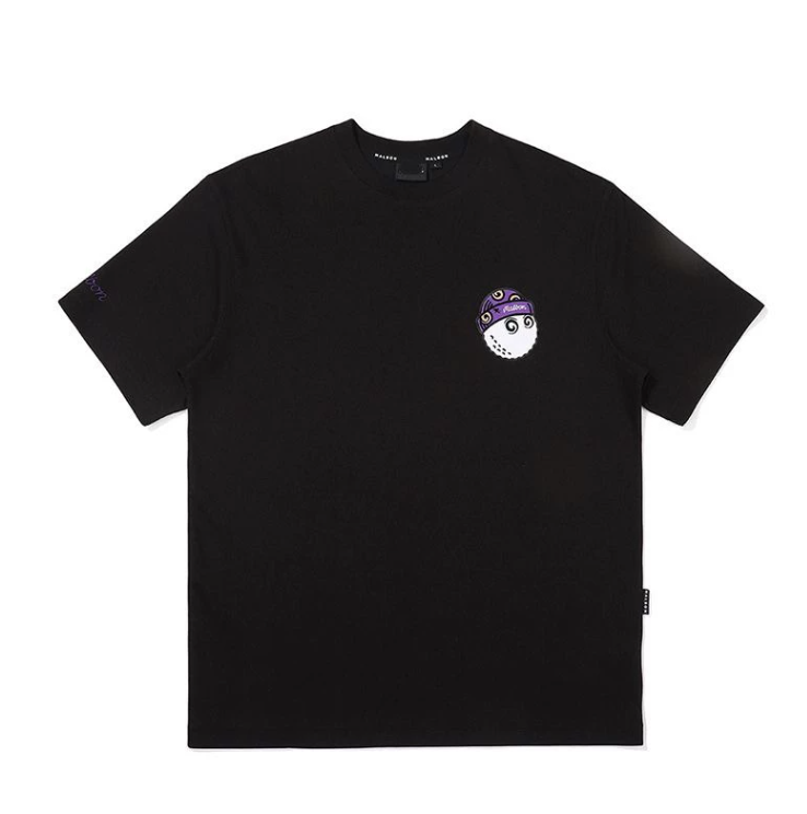 Malbon Golf メンズ 通気性 カジュアル アスレチック Tシャツ（ブラック） 正面