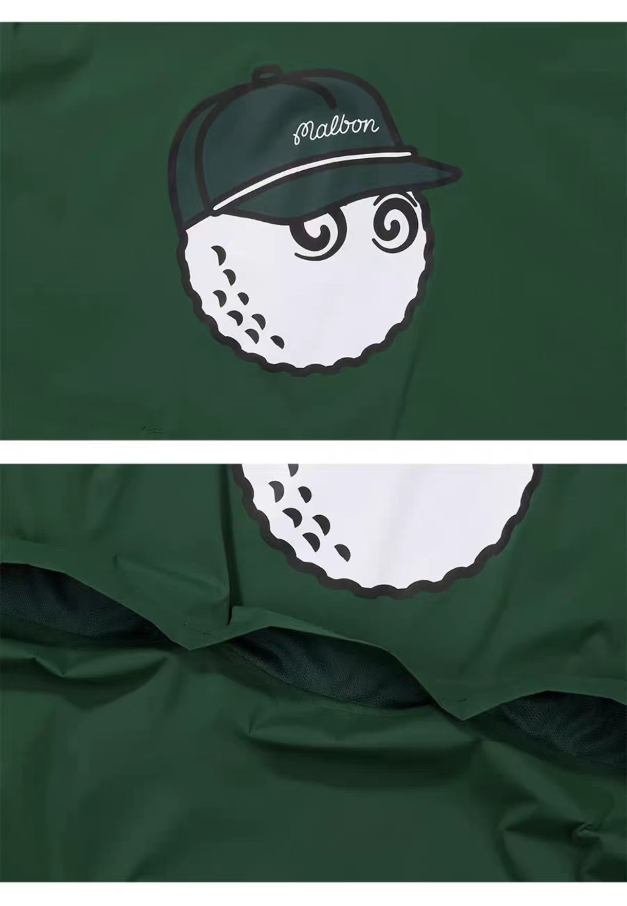 Malbon Golf Men’s Quick-Dry Stand 襟 Half-Zip プルオーバー グリーン back ロゴ ディテール