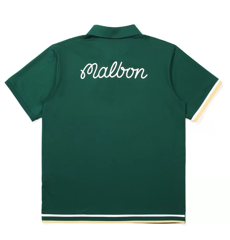 Malbon メンズ ネイビー ゴルフポロシャツ 背面