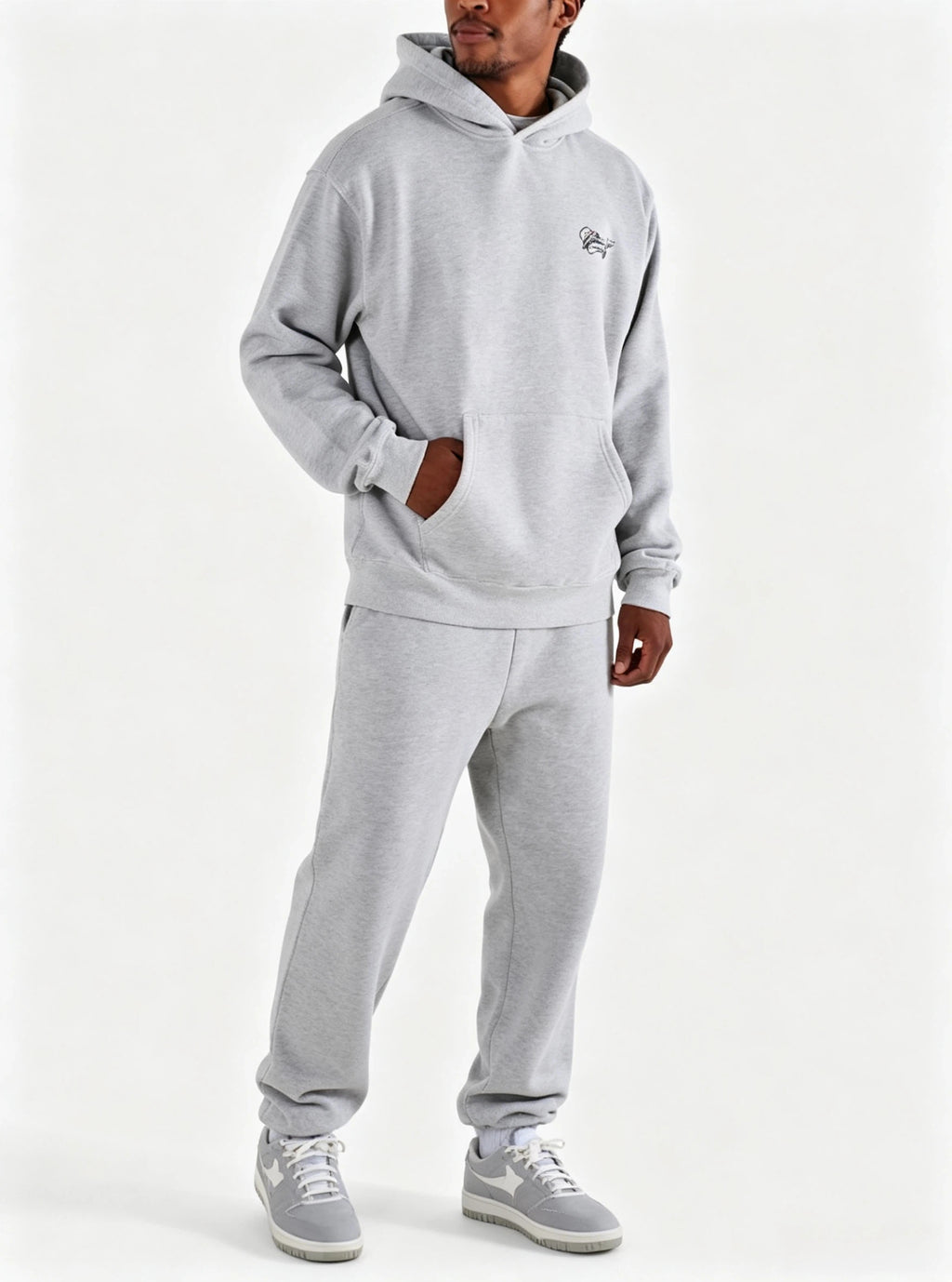 Malbon Unisex Dragon Graphic Heavyweight Golf Hoodie Grey model back view