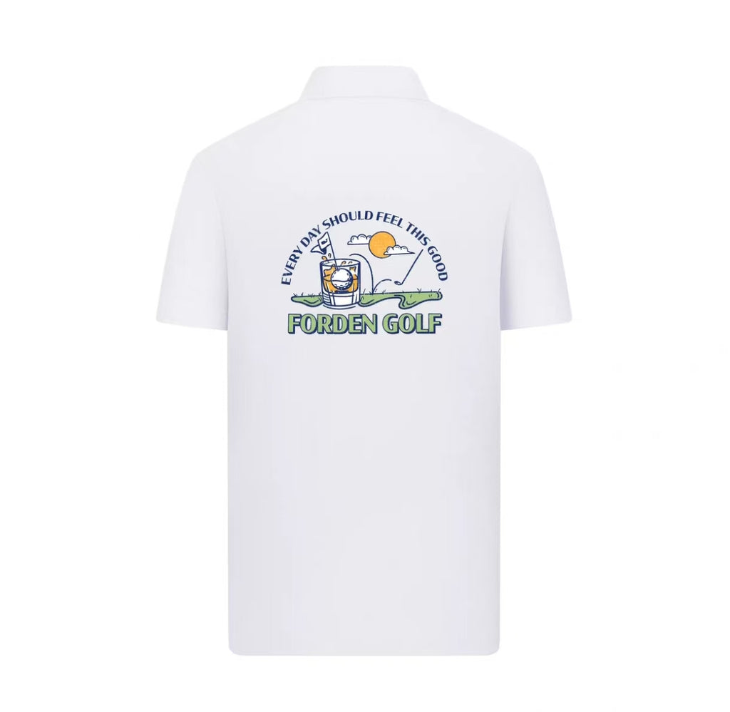 Forden Golf メンズ ホワイト リラックス グラフィックポロシャツ（ホワイト）の商品画像
