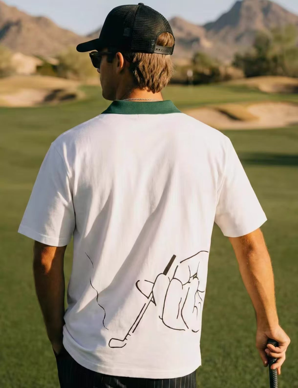 Devereux Golf Men’s Summer Color Block Green Collar Polo Shirt
