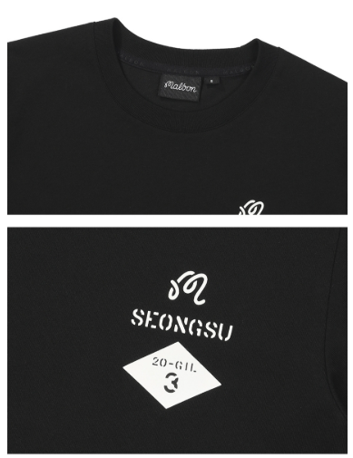 Malbon シグネチャー グラフィックTシャツ ブラック 襟ディテール