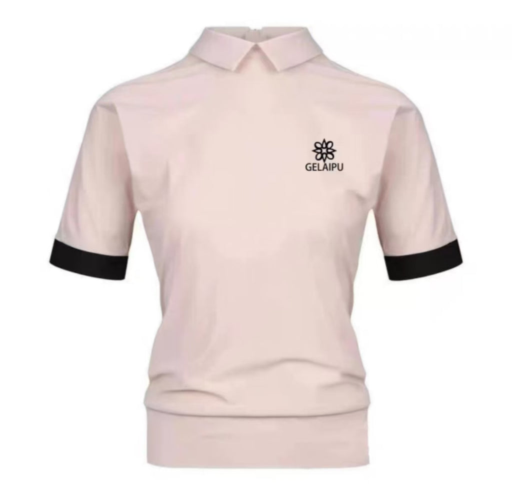 Golep Women’s Summer Quick-Dry Sun Protection Zip Slim Golf Shirt in Pink - product view
