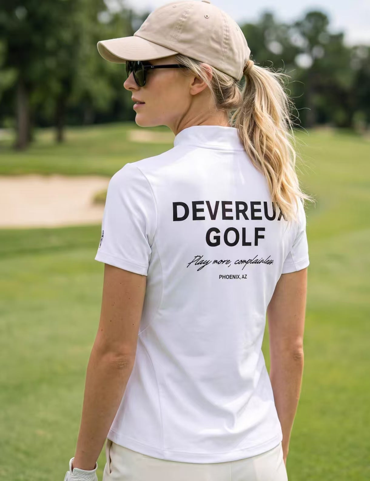Devereux Golf Women’s American Mock Neck Back Letter Print Golf Shirt