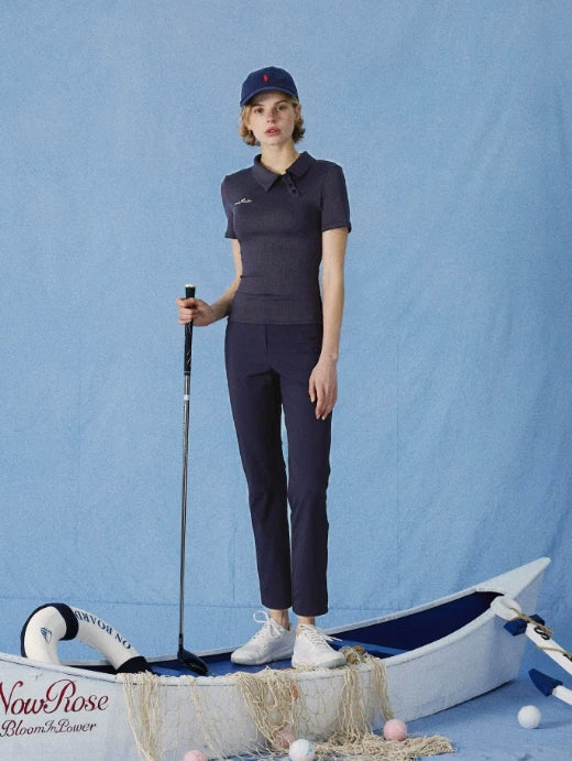NowRose Navy golf polo and straight-leg pants full model view