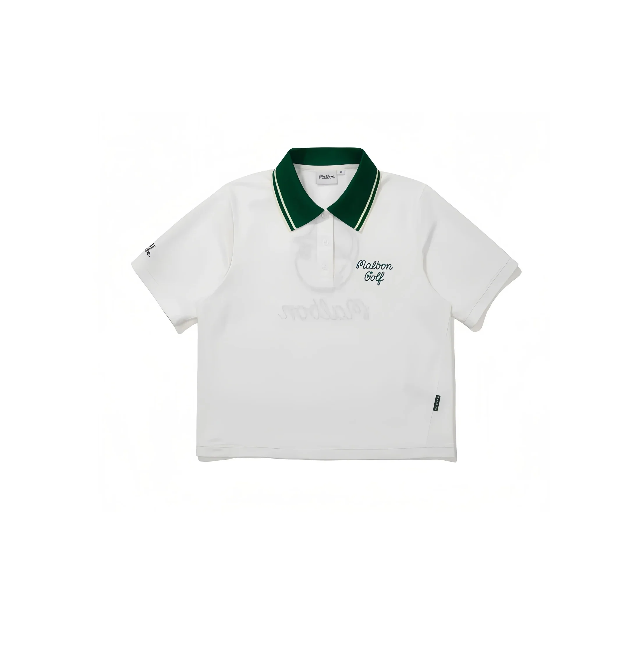 Malbon Women Golf Polo Shirt Casual Sports Collar Tee White front view