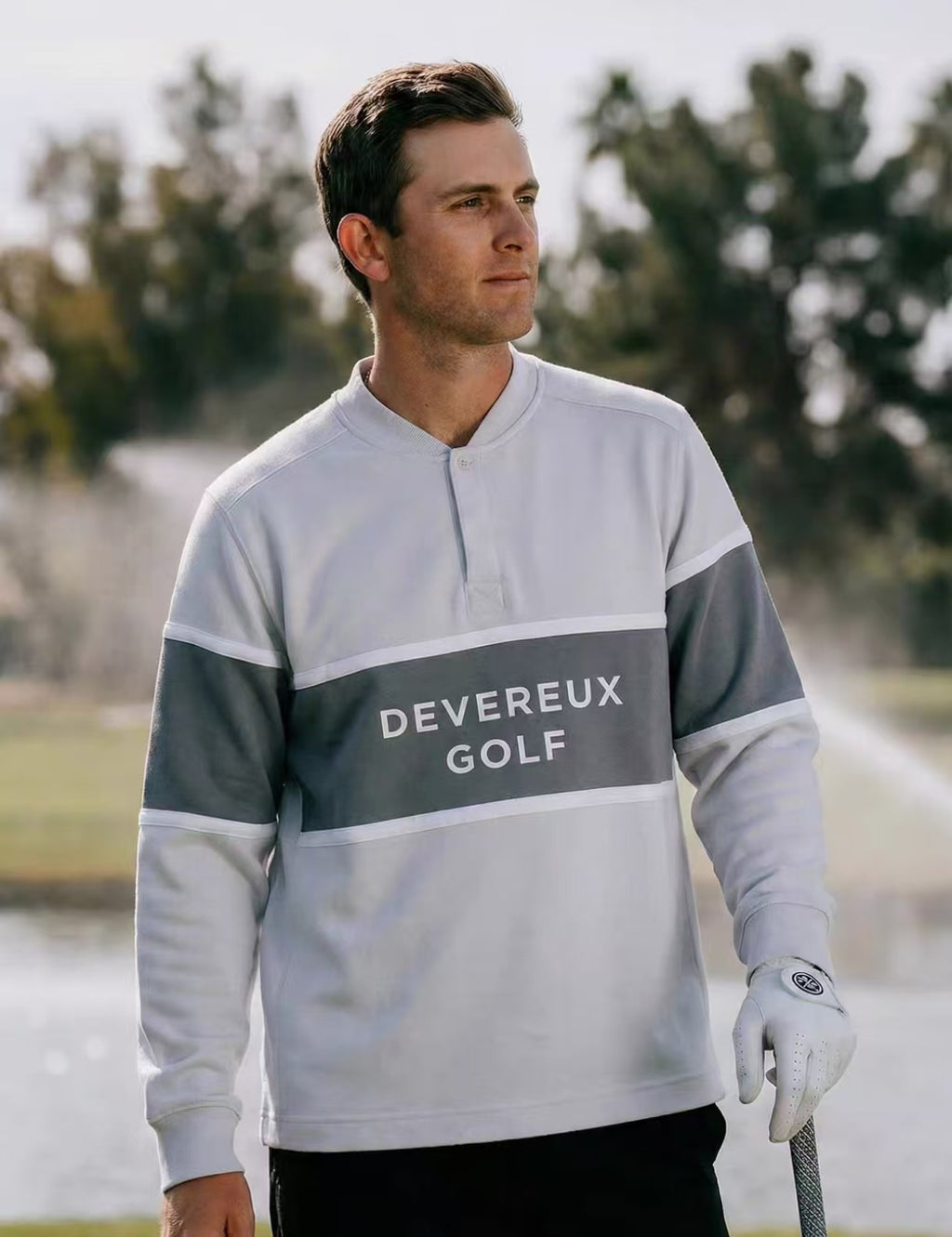 Devereux Golf メンズ グレー カラーブロック ヘンリースウェット（グレー）の商品画像