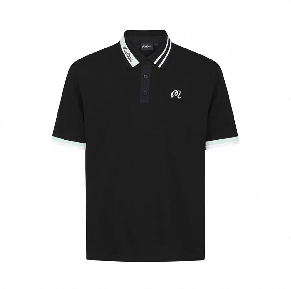 Malbon Golf メンズ アスレチック ポロシャツ（ブラック） 正面