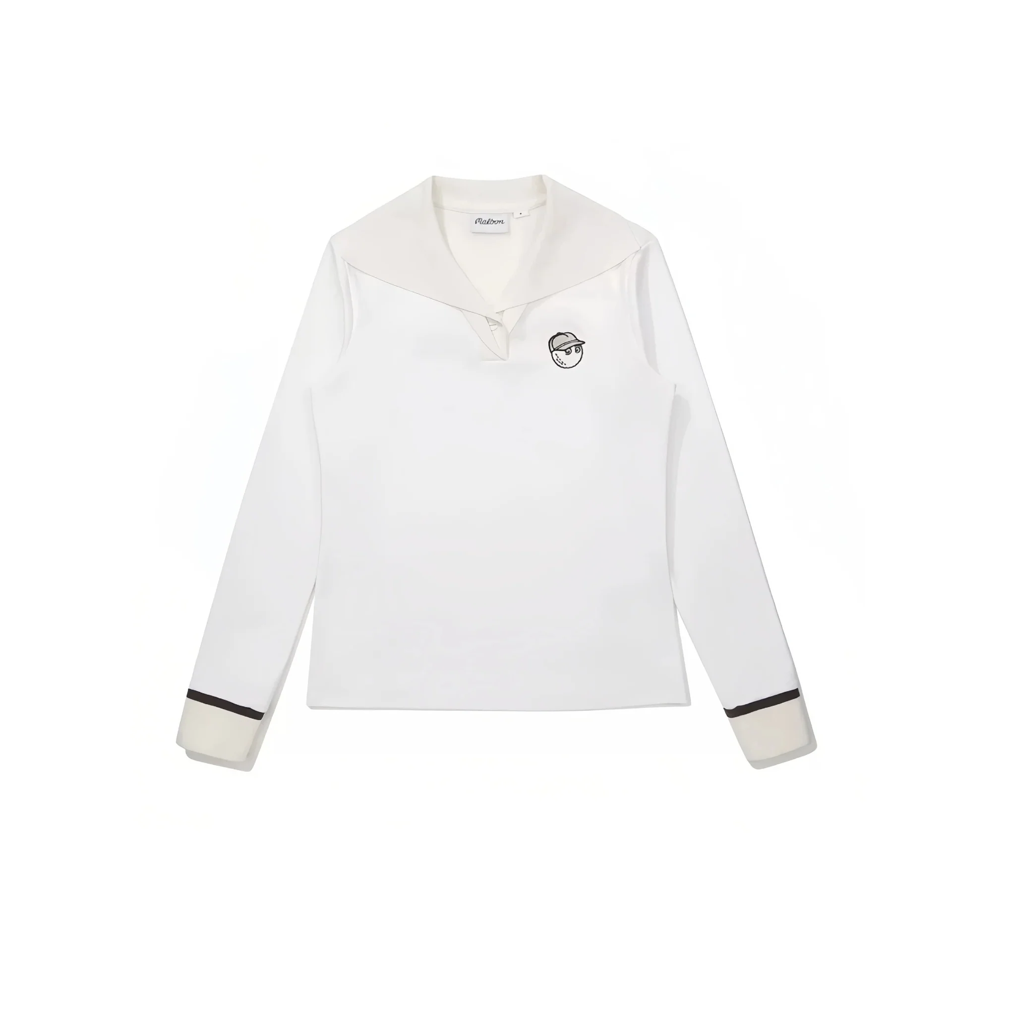 Malbon Women Golf Ice Silk Polo Shirt Knit Collar Top 2026 Cream front view