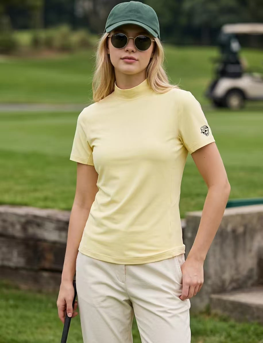 Devereux Golf Women’s American Mock Neck Back Letter Print Golf Shirt