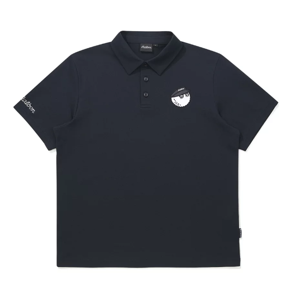 Malbon Golf メンズ 通気性 ポロシャツ（ブラック） 正面