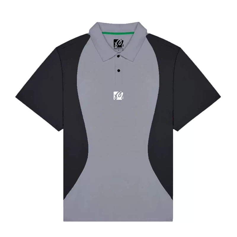 Malbon Golf メンズ リラックスフィット グラフィック ゴルフポロシャツ（ブラック） 正面