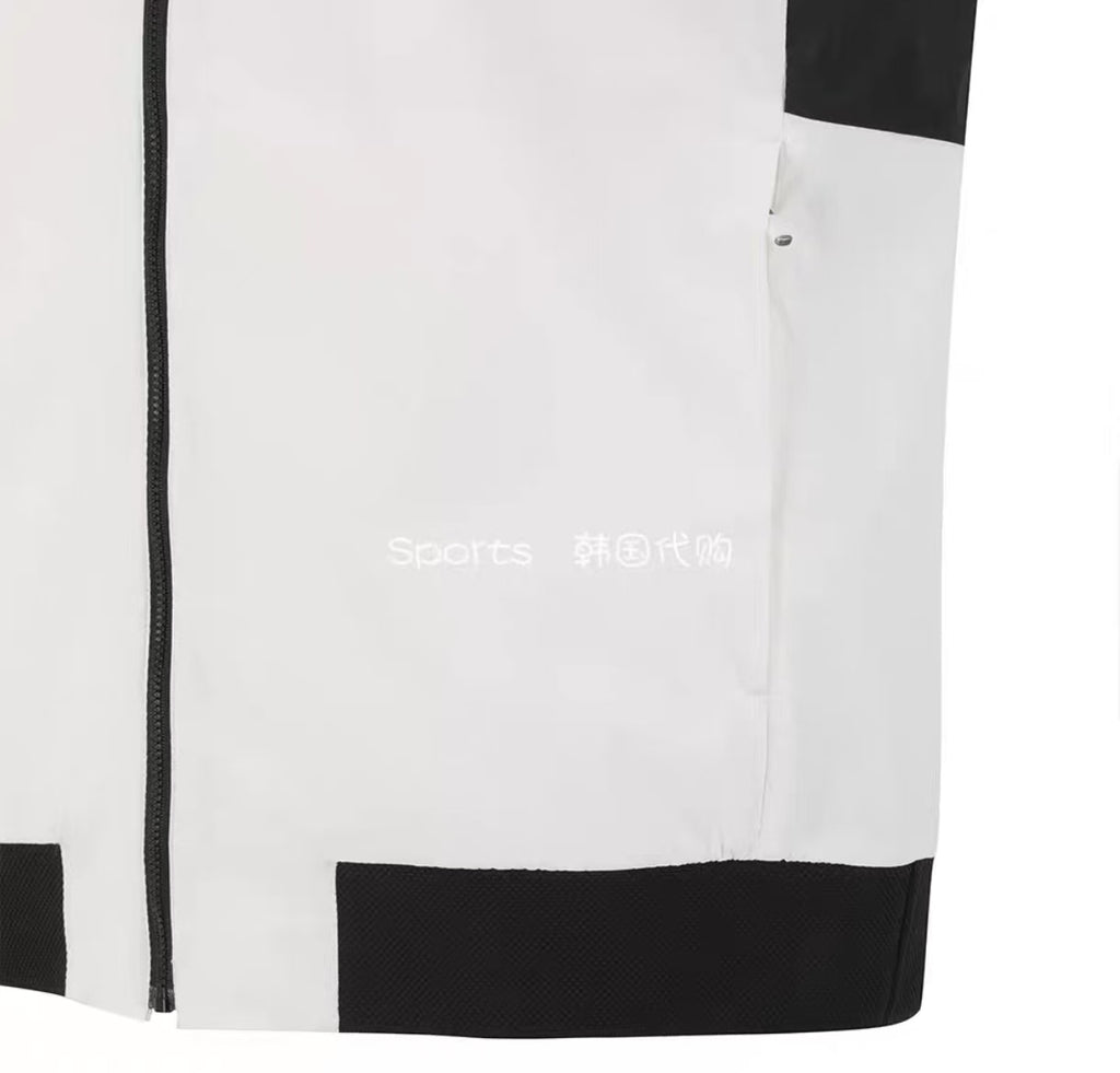 Malbon men White lightweight golf jacket back view