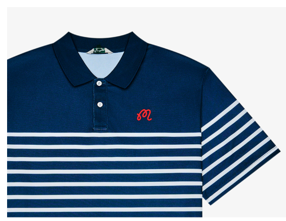 Malbon navy striped polo front detail